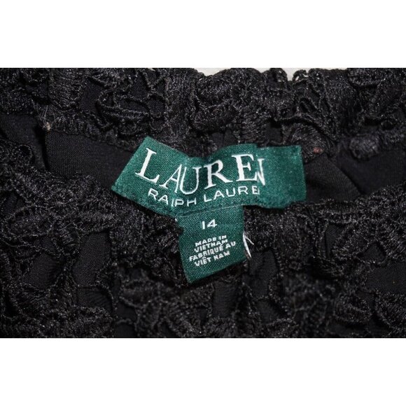 Lauren Ralph Lauren Black Lace Overlay Dress – Size 14 - Picture 7 of 10